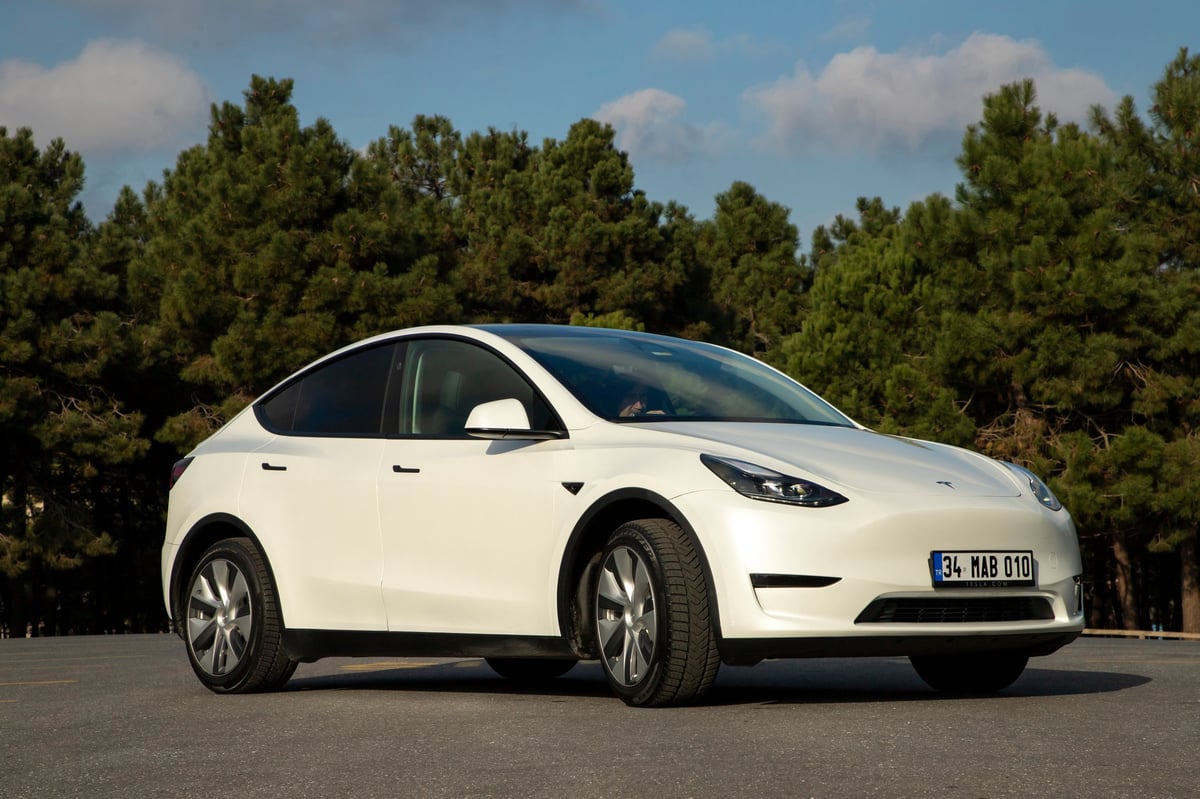 Tesla Model Y in urban setting