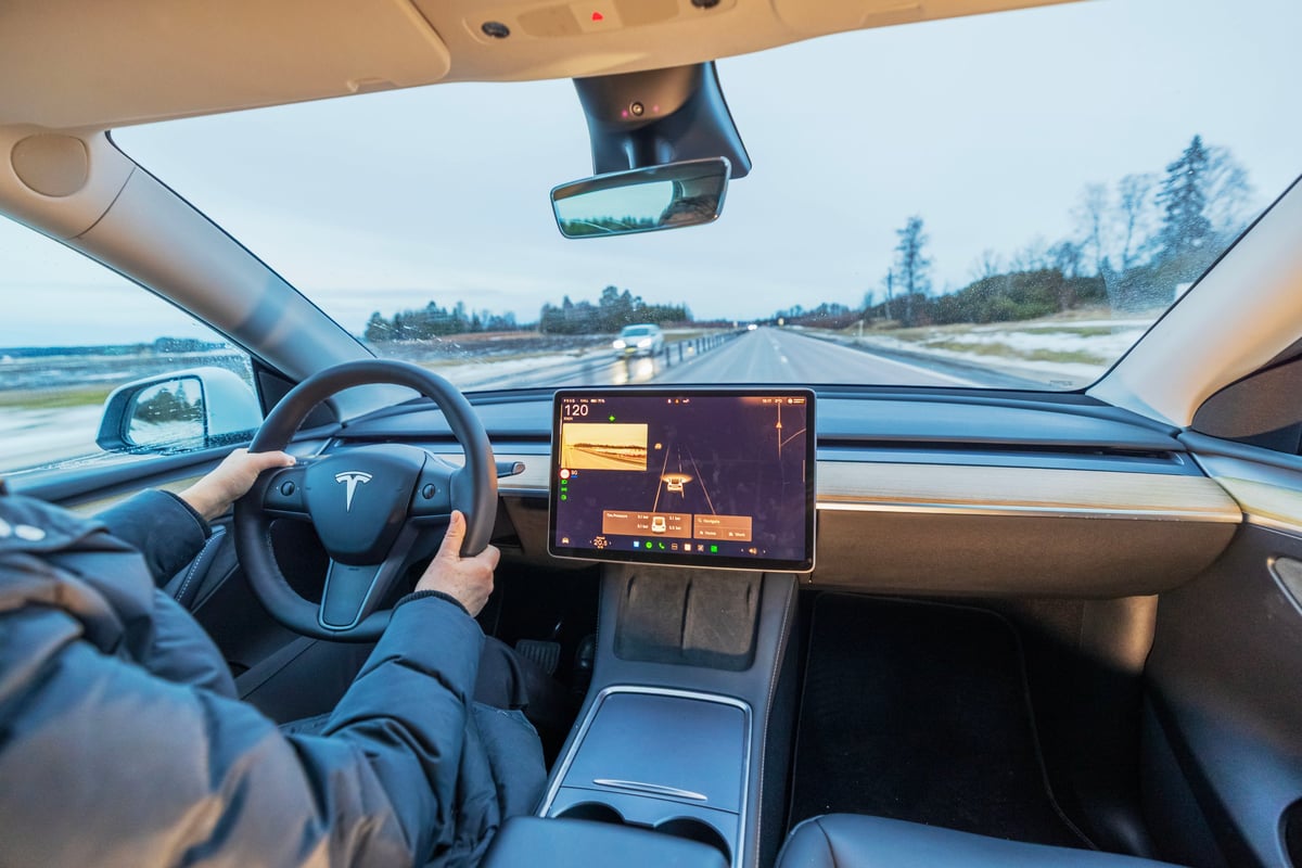 Tesla Model Y interior highway